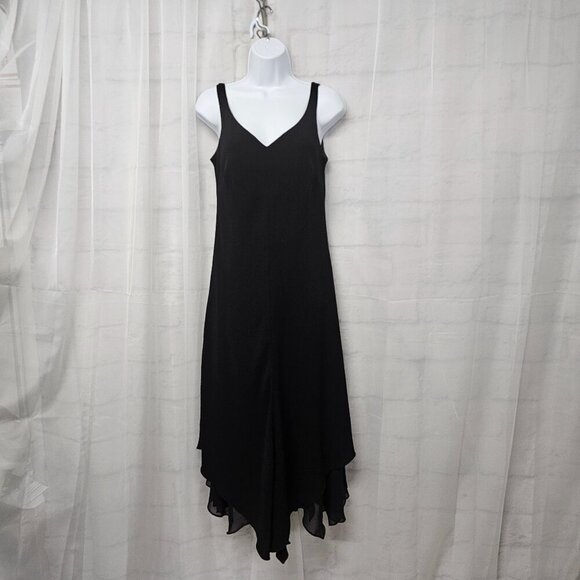 Vintage Evan Picone Black Sleeveless Evening Maxi Dress Shift Minimalist 10 - Picture 9 of 9